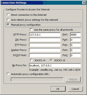 Netscape 8代理伺服器配置屏幕